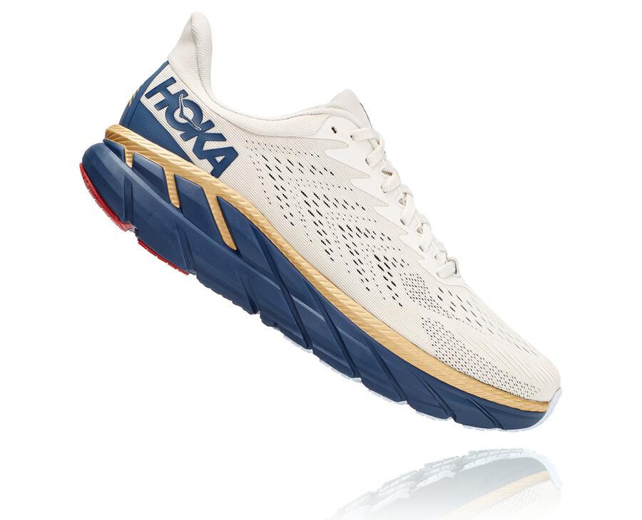 Hoka One One Tenisky Panske Biele/Modre - Clifton 7 - 71092-GPNL